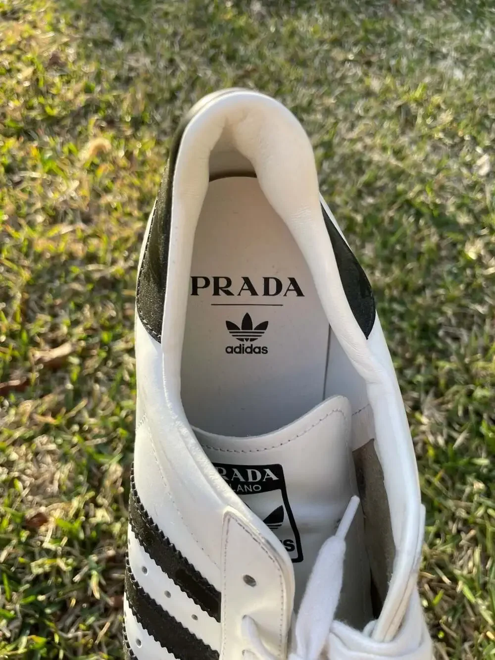 Prada x Adidas Superstar Low-Top Sneakers in White and Black